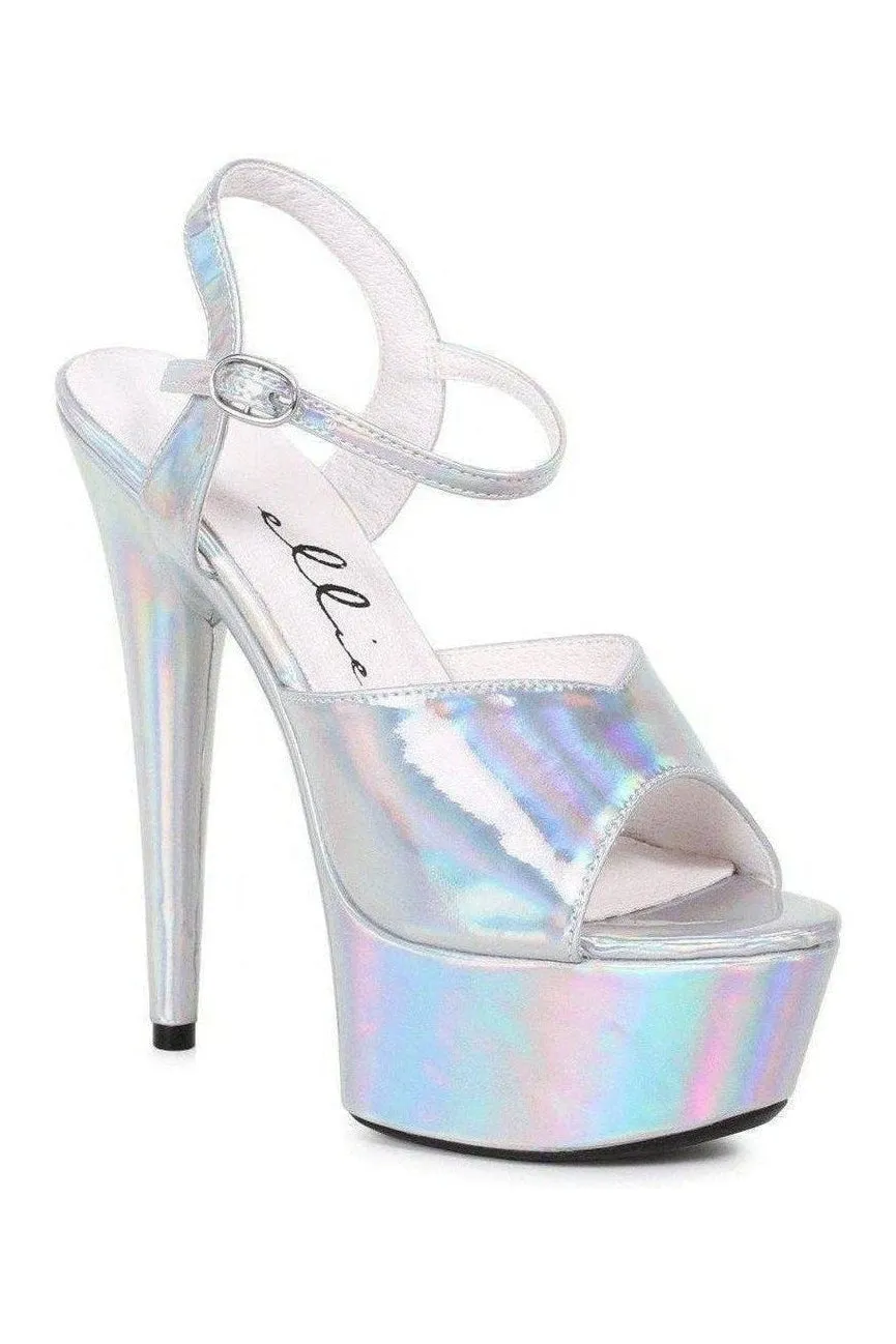 609-LOLA Platform Sandal  | Silver Faux Leather