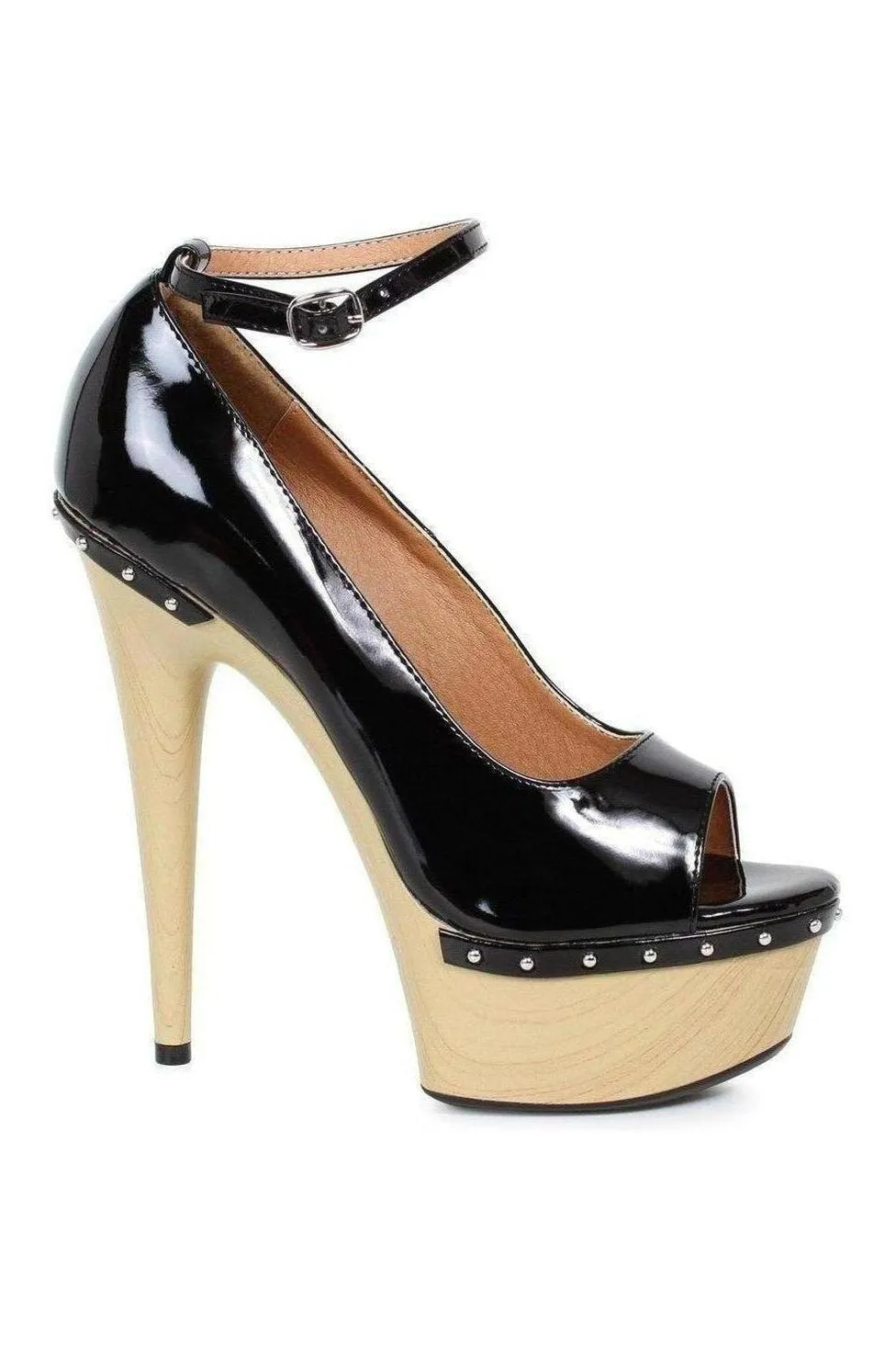 609-VALERIE Platform Sandal  | Black Patent