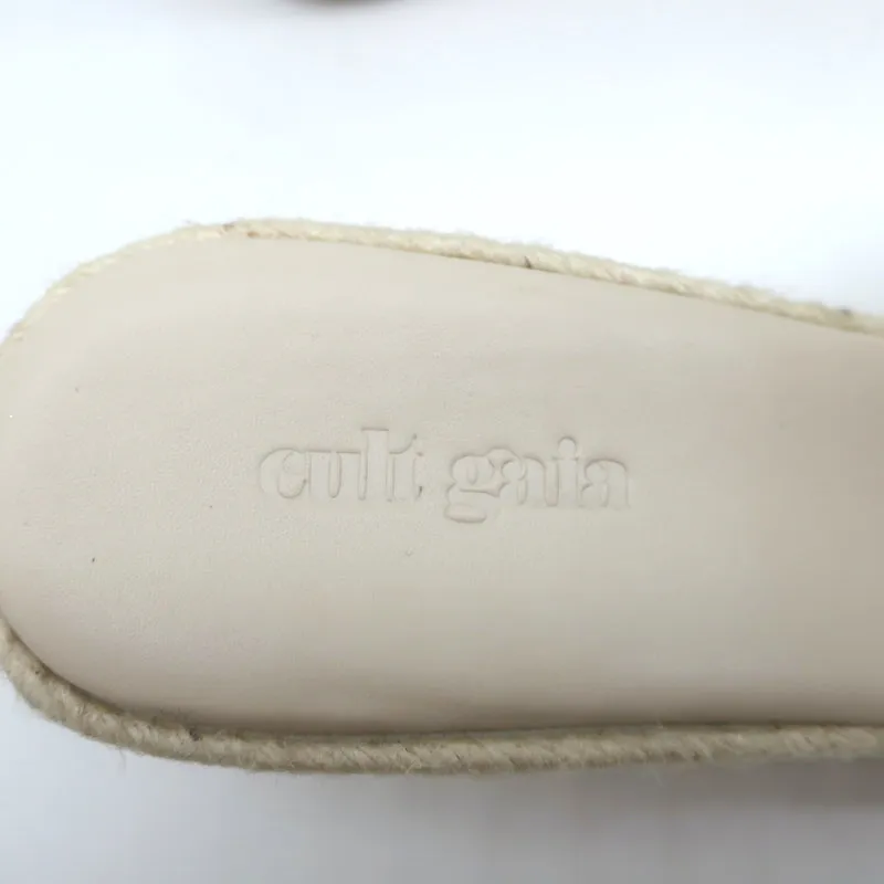 Cult Gaia Cleia Platform Slide Sandals Cream Braided Raffia Size 38 NEW