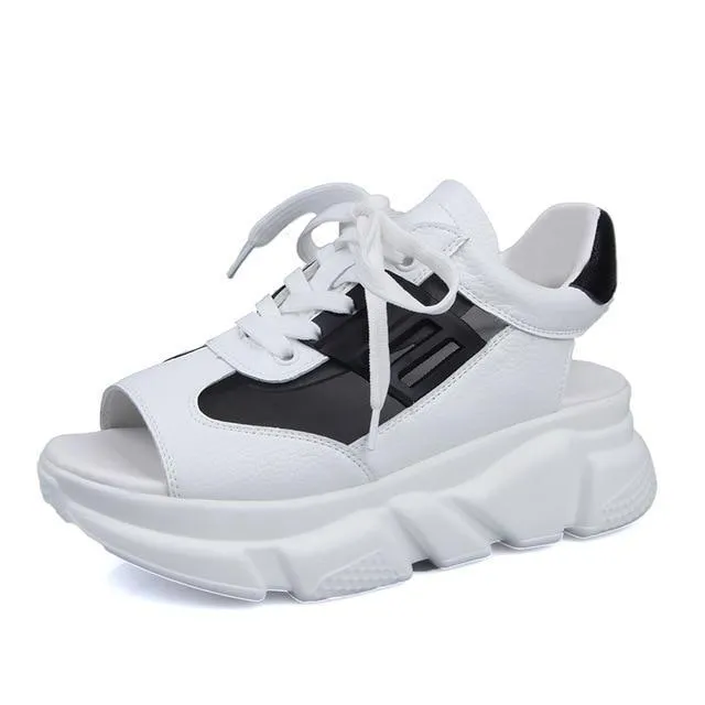Fashion Women Sandals Platform Wedges Women Shoes Thick Heel Lace Up Sandals