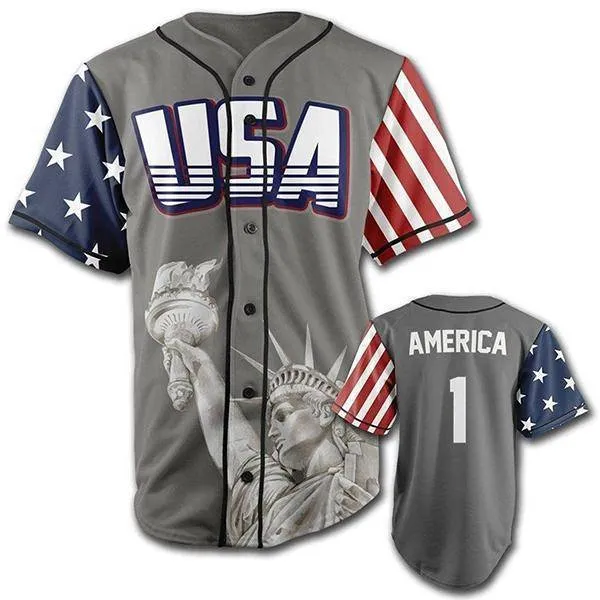 Grey America #1 Baseball Jersey