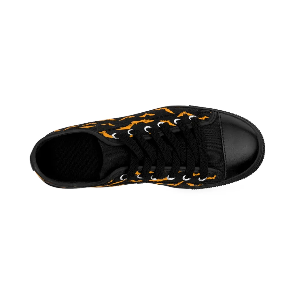 Halloween Women's Sneakers / Black w/ Orange Flying Bats