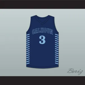 JD Davison 3 Calhoun High School Tigers Navy Blue Basketball Jersey 1