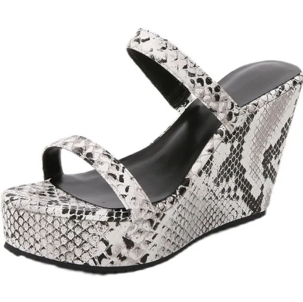 Petite Snake Print Summer Wedge Sandals DS238